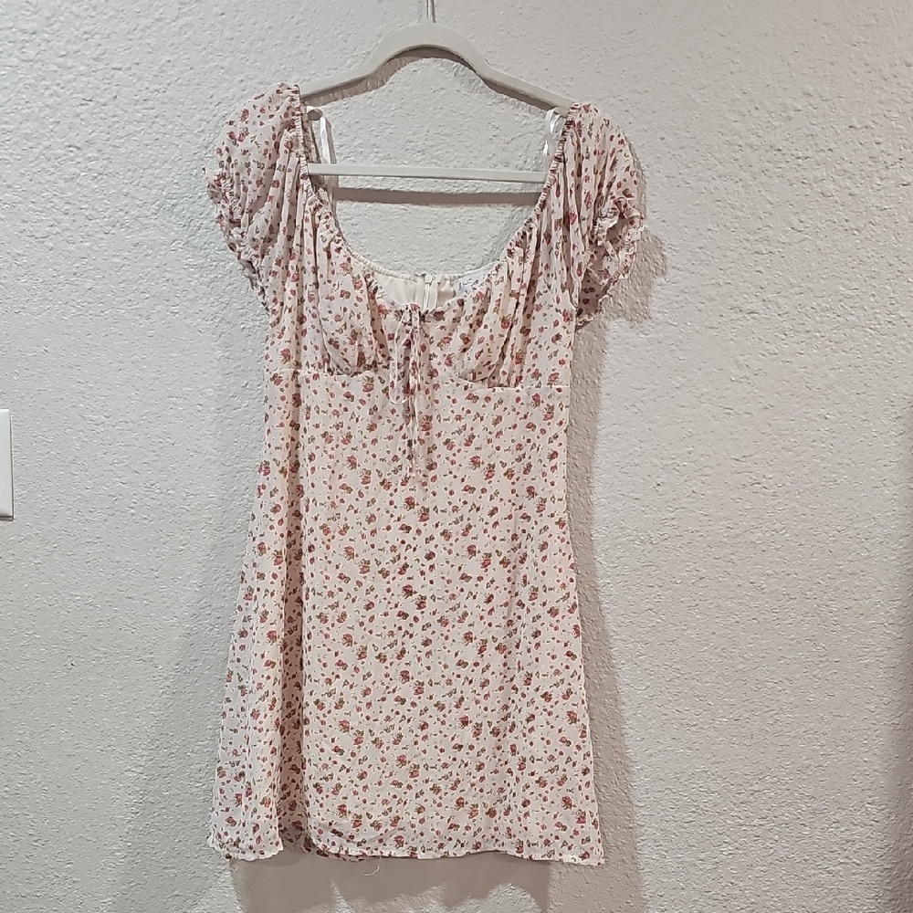 She + Sky Floral Mini Dress in Cream and Pink